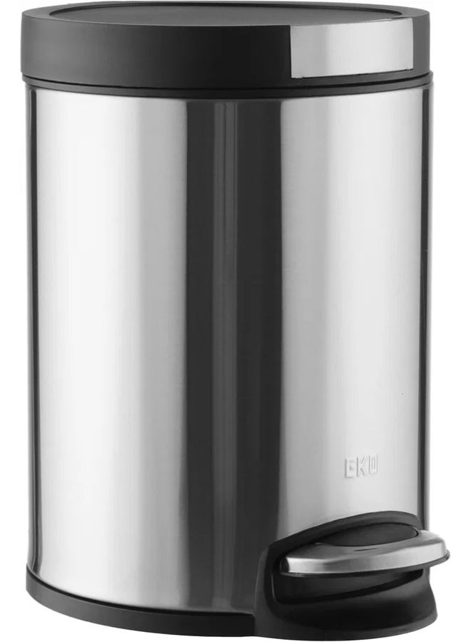 EKO Steel Wastebasket, 5 L - Silver Black - Image 2