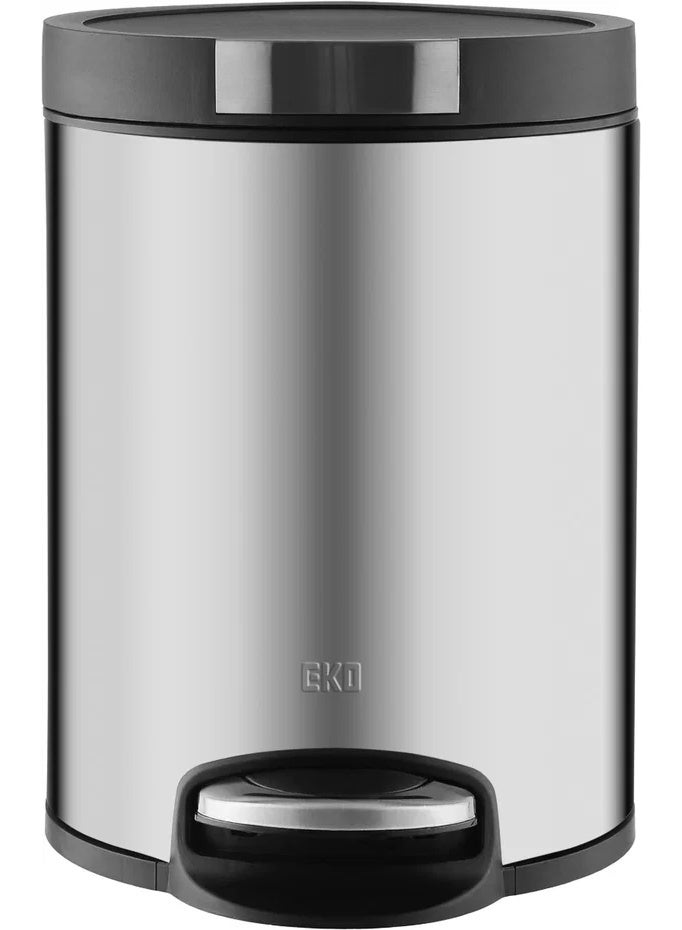 EKO Steel Wastebasket, 5 L - Silver Black - Image 1