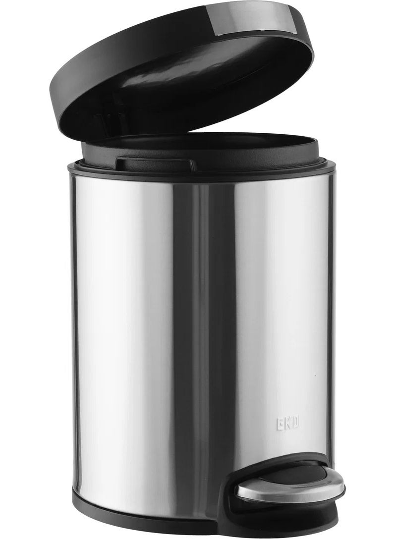 EKO Steel Wastebasket, 5 L - Silver Black - Image 3