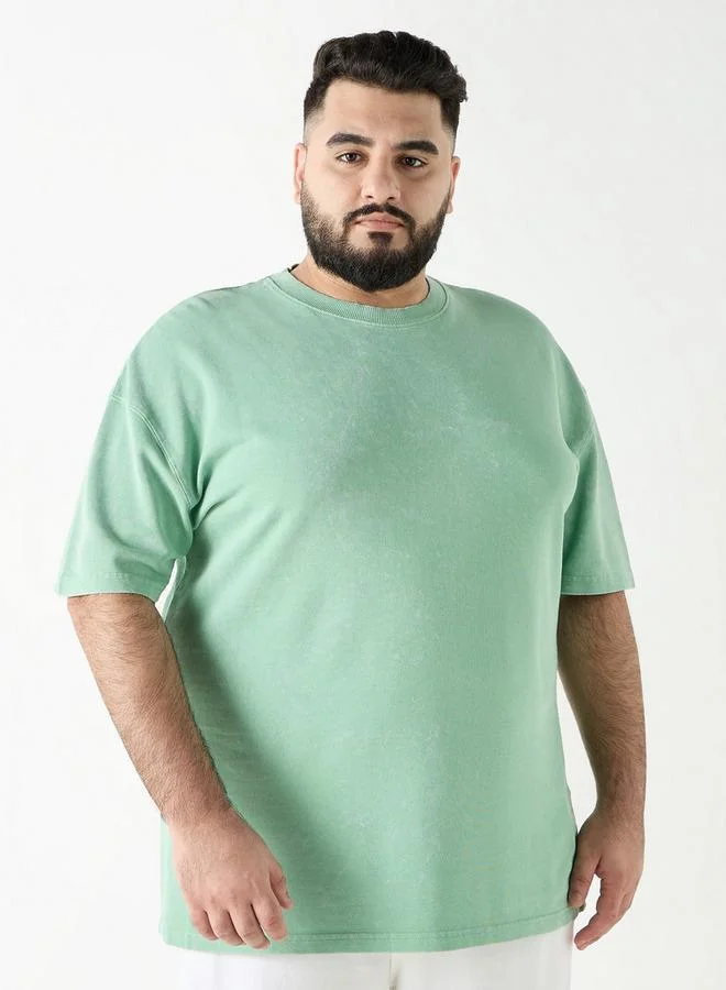 سبلاش فيڤ تيشيرت بياقة دائرية مقاس كبير بأكمام قصيرة