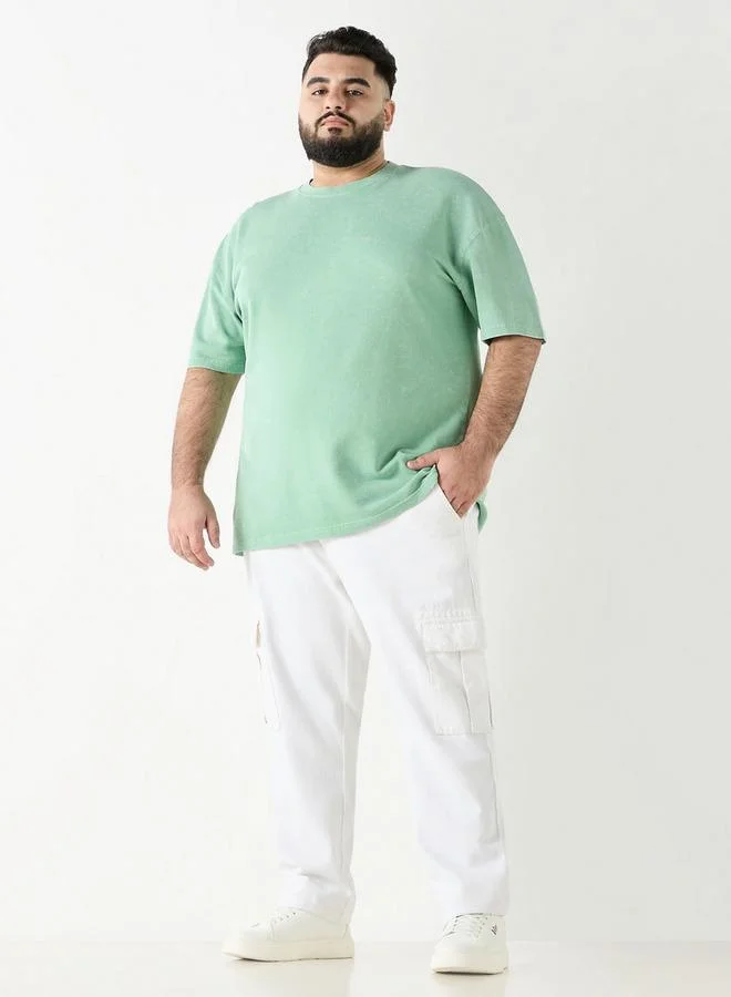 سبلاش فيڤ تيشيرت بياقة دائرية مقاس كبير بأكمام قصيرة