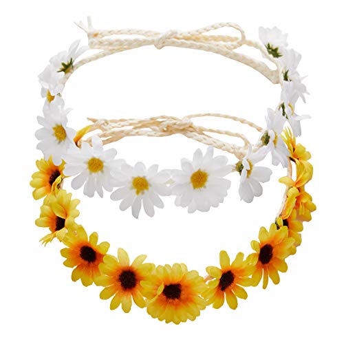 zYoung 2 Pcs Fashion Flower Headband Sunflower Hair Wreath Festival Hair Band Bridal Headpiece - Image 1