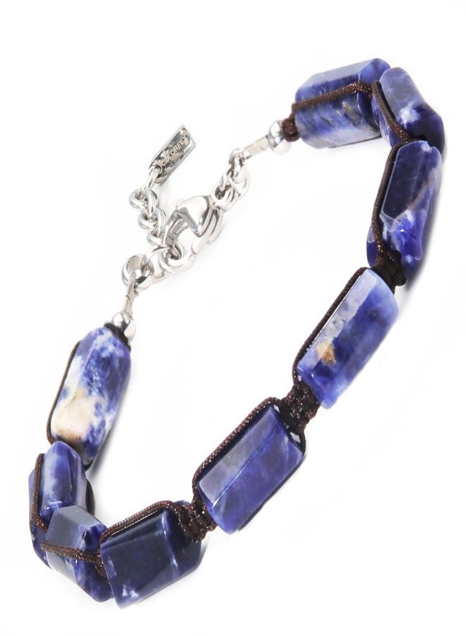COLORFEY Blue Sodalite Stone Bracelets for Men, Natural Sodalite Crystal Beaded Bracelet for Men Premium Handmade Jewelry Mens Crystal Bracelets Cuff Bracelet, Healing Power Energy Jewelry for Father - Image 1