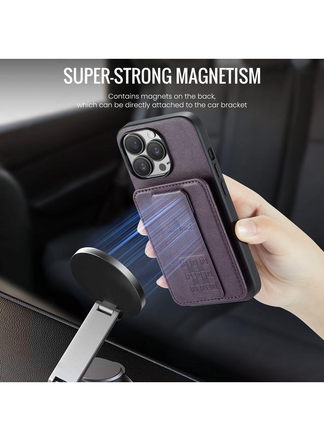 FIERRE SHANN Case For iPhone 13 Pro Max Fierre Shann Oil Wax Cow Leather Card Holder Back Phone Case  - Image 4