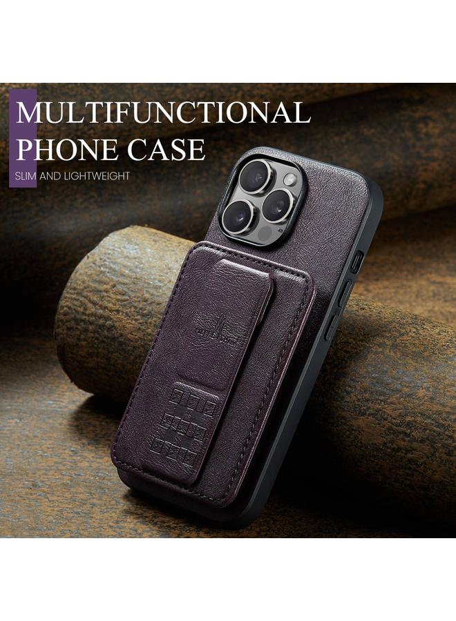 FIERRE SHANN Case For iPhone 13 Pro Max Fierre Shann Oil Wax Cow Leather Card Holder Back Phone Case  - Image 2