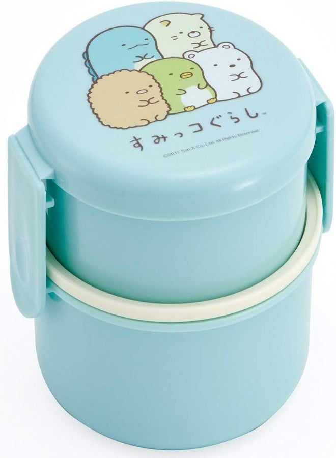 Skater ONWR1-A Lunch Box, 2-Tier, Round, Sumikko Gurashi, Standard, Blue, Made in Japan, 16.9 fl oz (500 ml) - Image 1