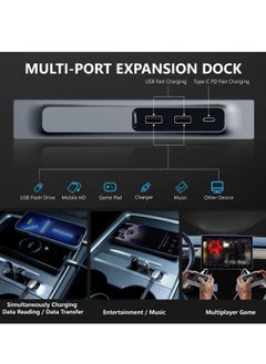 KASTWAVE USB C Docking Station for Tesla Model Y / 3 Center Console Smart LED Multiport HUB Charger Adapter Splitter Extension Accessories with Sliding Cap, PD Fast Charge Port  - Image 2