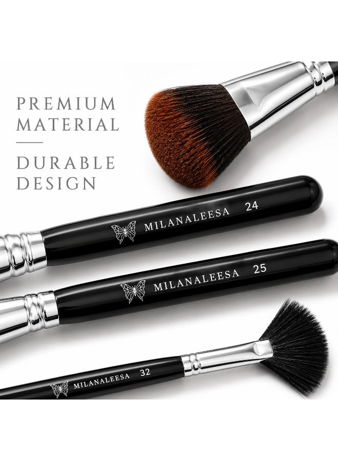 Professional Makeup Brush Set – 9-Piece Face & Eye Brush Kit with Foundation, Powder, Blending & Precision Brushes – Ultra Soft High Density Synthetic Brushes for Flawless Application - Image 5