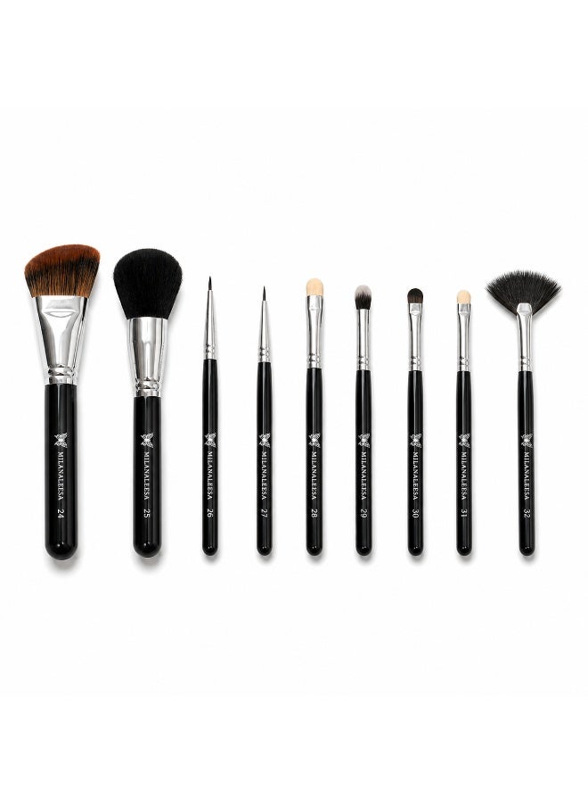 Professional Makeup Brush Set – 9-Piece Face & Eye Brush Kit with Foundation, Powder, Blending & Precision Brushes – Ultra Soft High Density Synthetic Brushes for Flawless Application - Image 1