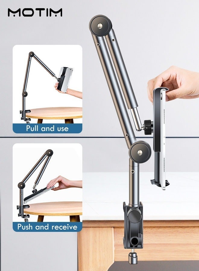 Motim Adjustable Tablet Stand & Phone Holder, Lazy Tablet Phone Stand Hands Free for Desk Bed Sofa Mount, Aluminum C Clamp Desktop Tablet Phone Overhead Stand, 360° Rotation Compatible with iPhone 16 15 Pro iPad Kindle Galaxy Tab 4.6-12.9 Inch Devices - Image 5