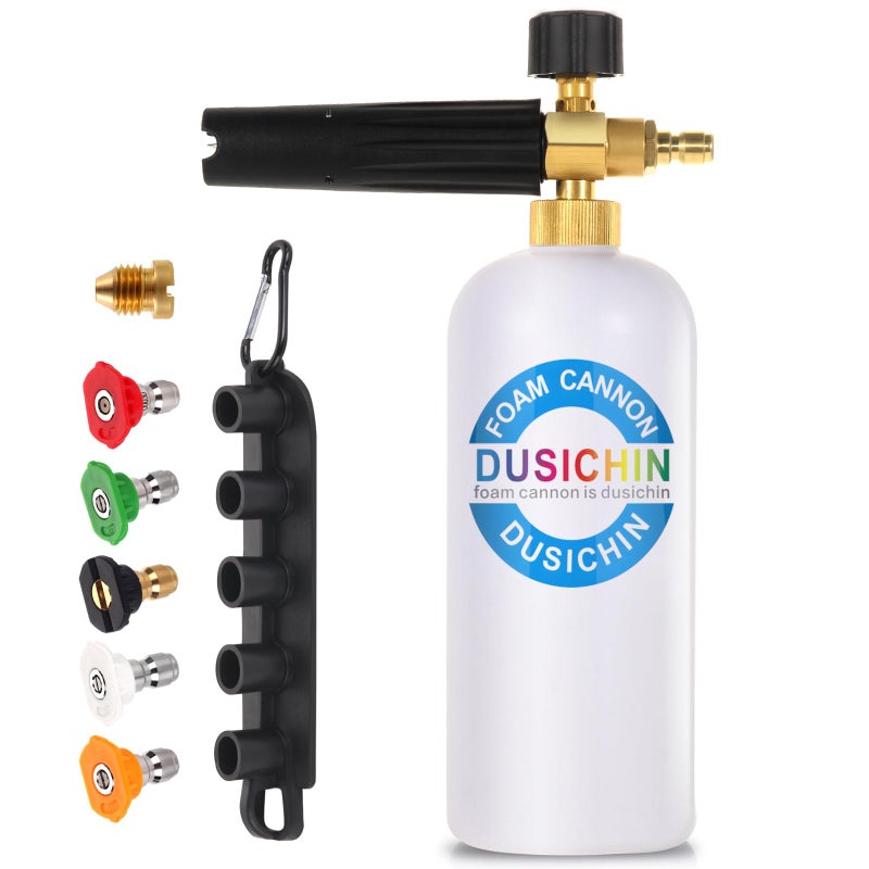 DUSICHIN SFL-001 Foam Cannon Snow Foam Lance Pressure Washer Jet Wash Quick Release Adjustable Nozzle 1/4 Inch Male Fitting Foam Dispenser - Image 1