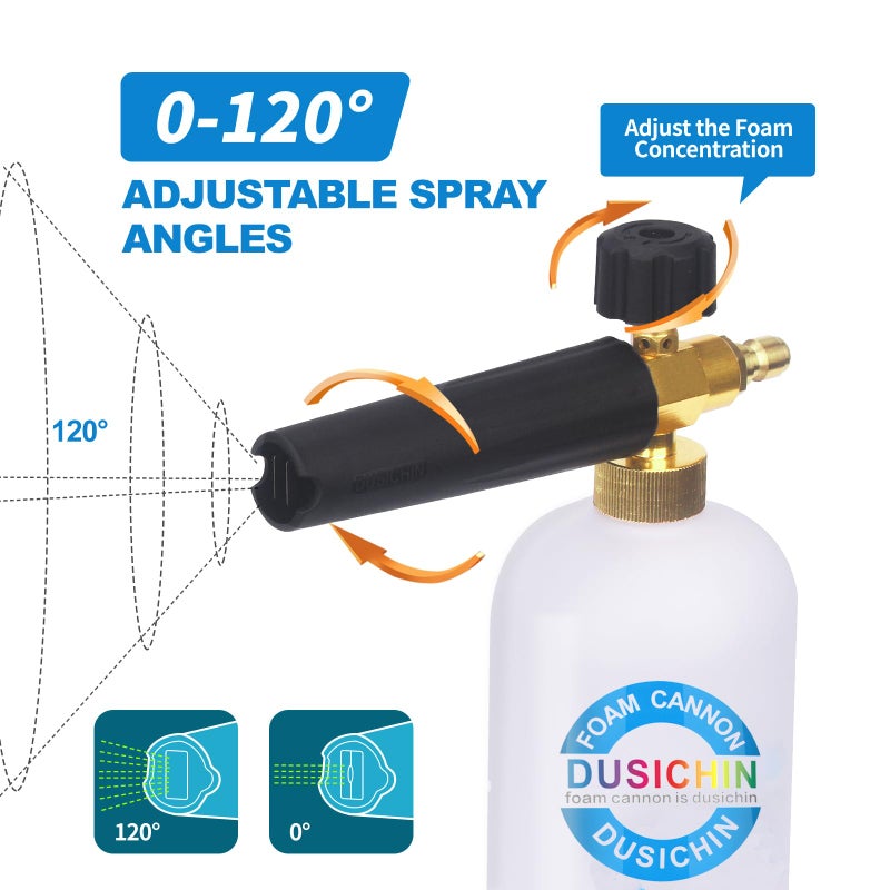 DUSICHIN SFL-001 Foam Cannon Snow Foam Lance Pressure Washer Jet Wash Quick Release Adjustable Nozzle 1/4 Inch Male Fitting Foam Dispenser - Image 2