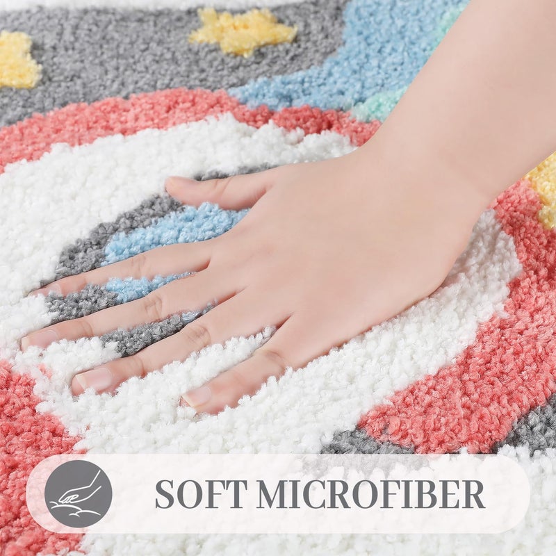 Tyrafry Cute Toilet Rug U Shaped  Microfiber Bathroom Toilet Rugs Non Slip Bath Mat Toliet Rug Machine Washable Absorbent Bathroom Rugs 20 x 22 Inches  Spaceship - Image 2