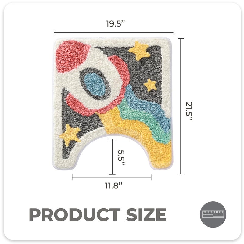 Tyrafry Cute Toilet Rug U Shaped  Microfiber Bathroom Toilet Rugs Non Slip Bath Mat Toliet Rug Machine Washable Absorbent Bathroom Rugs 20 x 22 Inches  Spaceship - Image 1