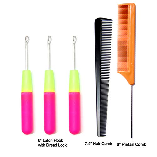 Favorict (5 Pack) Latch Hook Crochet Needle Comb Set for Micro Braids, Hair Extension, Feather and Dread Maintenance Installation - Image 2