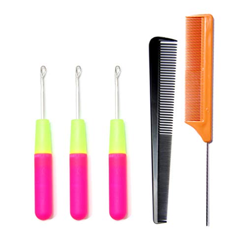 Favorict (5 Pack) Latch Hook Crochet Needle Comb Set for Micro Braids, Hair Extension, Feather and Dread Maintenance Installation - Image 1