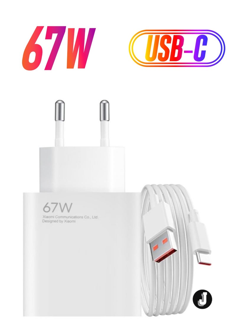 JAJEEK "Original Xiaomi 67W USB Wall Charger – Fast Charging with USB to USB-C Cable Included, Compact & Reliable" - Image 1