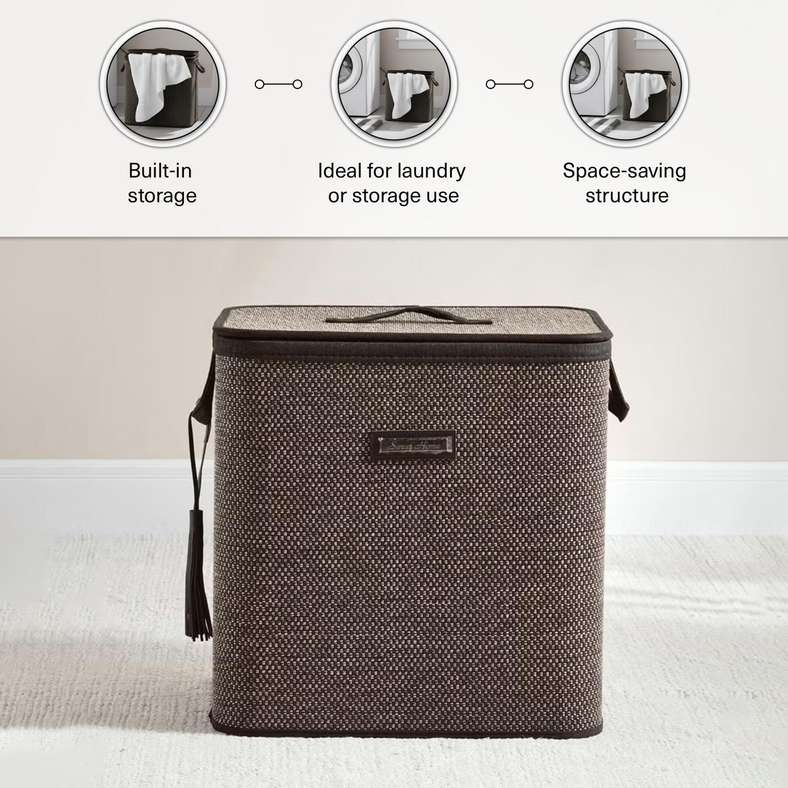 Pan Home Dorian Bamboo Laundry Hamper - Natural/Black - Image 5