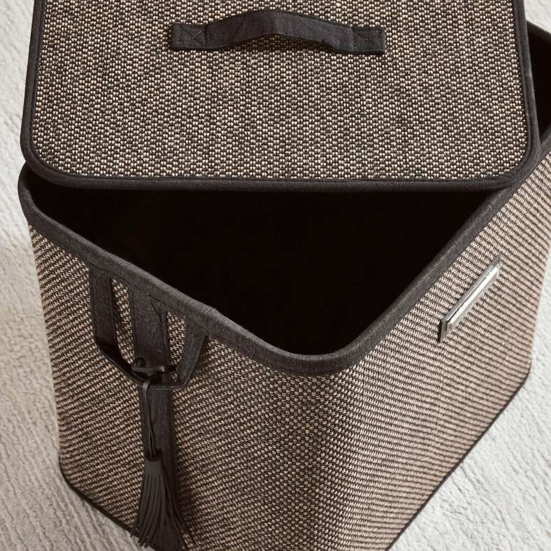 Pan Home Dorian Bamboo Laundry Hamper - Natural/Black - Image 2