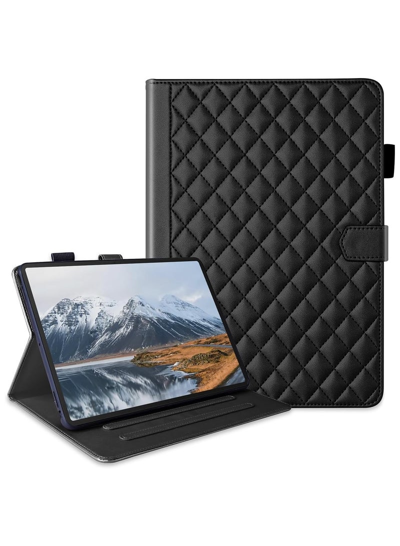 Case for Honor Pad X8a 11.0 inch, Rhombus Pattern PU Leather Multiple Viewing Angles Stand Slim Folio Cover (Black) - Image 2