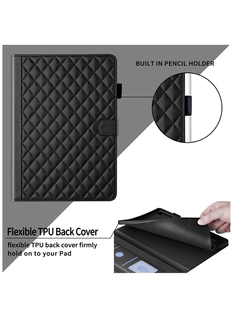 Case for Honor Pad X8a 11.0 inch, Rhombus Pattern PU Leather Multiple Viewing Angles Stand Slim Folio Cover (Black) - Image 4