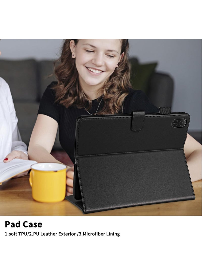 Case for Honor Pad X8a 11.0 inch, Rhombus Pattern PU Leather Multiple Viewing Angles Stand Slim Folio Cover (Black) - Image 5