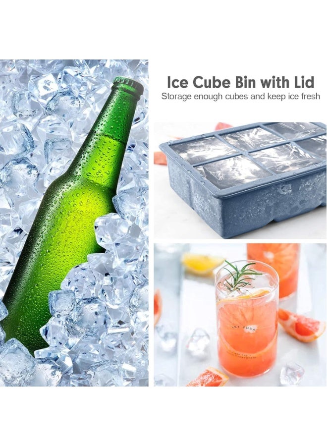 Beauenty Silicone Ice Cube Trays 3 Pack - Large Size Silicone Ice Cube Molds with Leak Proof Removable Lid Square Ice Cube Tray And BPA Free for Cocktail,Whiskey, Stackable Flexible Ice - Image 2