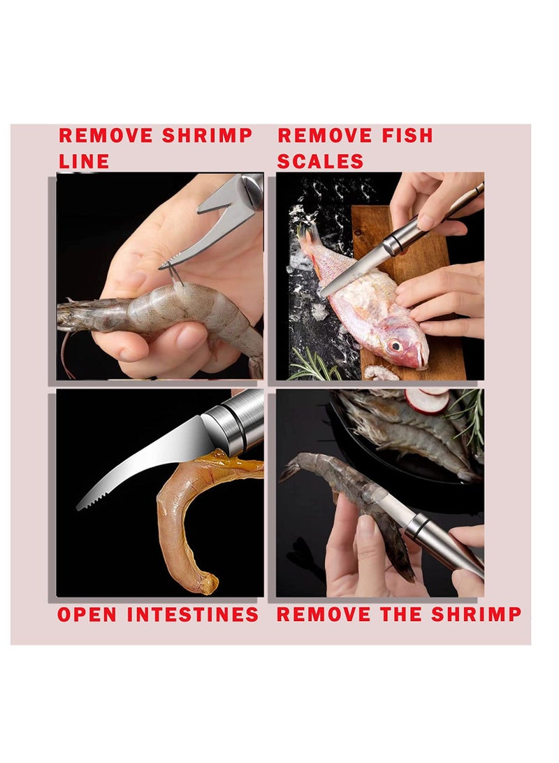 واي آند دي Shrimp Line Fish Maw Knife, 5 in 1 Multifunctional Stainless Steel Peeler and Deveiner Tool, Scaler Remover, Double-headed Multipurpose Cleaner Knife for Home Kitchen, 6 Pcs  - Image 4