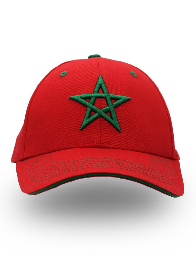 Generic Morocco Sport Fans 100% Cotton Baseball Cap With Premium Embroidery With Metal Adjustable Buckle Closure-Show Your Support For Your Favorite  - Image 1