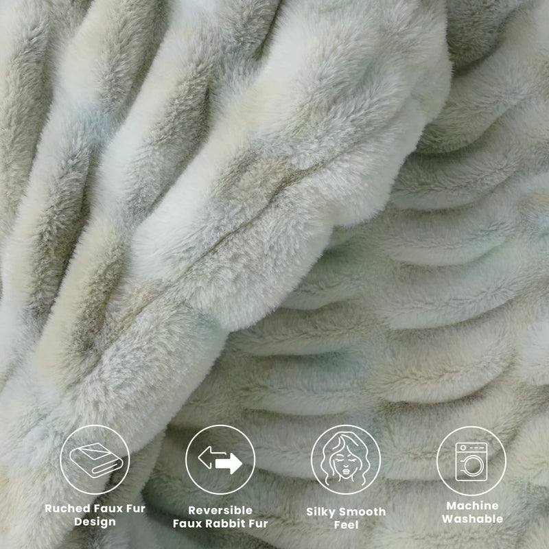 blunique Ultra Soft Cozy Faux Fur Throw Blanket, Fuzzy Plush Thick Fur Blanket, Oversize Luxury Fluffy Blanket for Couch, Sofa, Bedroom, and Living Room,50x60 Inches,Double Sided Tie-Dye Light Grey - Image 5