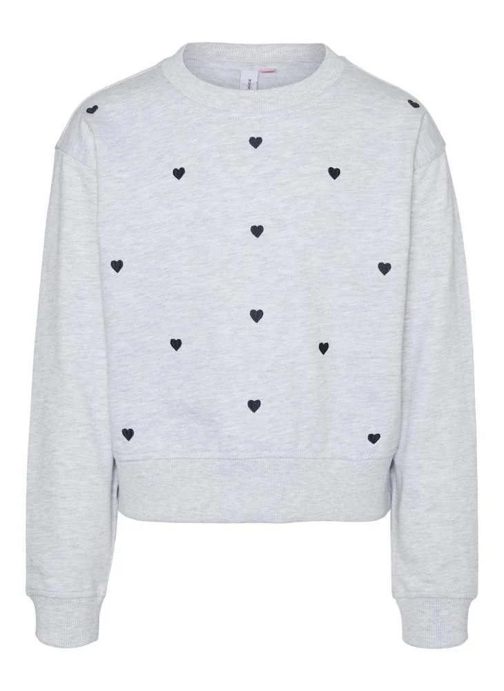 Vero Moda Girl Kids Heart Print Crew Neck Sweatshirt