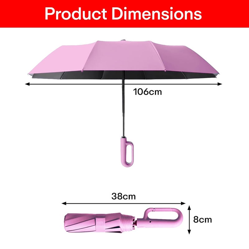PRIME PICK مظلة سفر مدمجة مع شريط عاكس، مقاومة للرياح وحماية من الأشعة فوق البنفسجية، مقبض مضاد للانزلاق خفيف الوزن 95% حجب للأشعة فوق البنفسجية للرجال والنساء والأطفال مثالية للحماية من المطر والشمس - Image 2