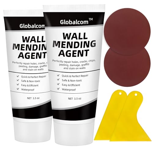 Globalcom Drywall Repair Kit, Spackle Wall Repair Kit Drywall Putty for Filling Holes and Creak Damage Drywall Patch Nail Hole Filler for Walls Quick and Easy Solution - Image 1