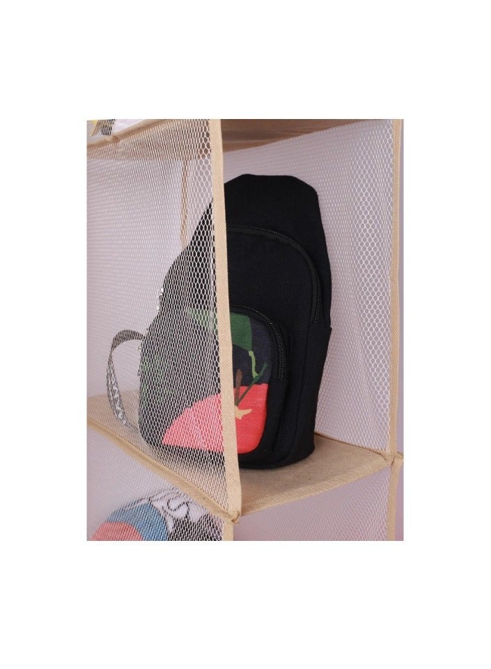 منظم حقيبة يد معلقة قابلة للفصل، حقيبة تخزين المحفظة للخزانة مع 3 أرفف حامل محفظة تخزين لخزانة الملابس نظام تنظيم المحفظة وتوفير المساحة (بيج) - Image 2