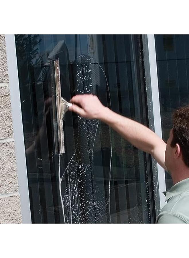 أنجر ممسحة تنظيف النوافذ والزجاج الاحترافية مقاس 12 بوصة من الفولاذ المقاوم للصدأ مع لوازم تنظيف مطاطية بديلة، ممسحة شديدة التحمل لتنظيف النوافذ، نتائج خالية من الخطوط - Image 4