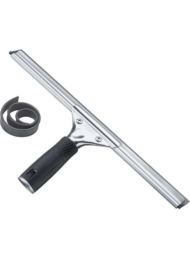 أنجر ممسحة تنظيف النوافذ والزجاج الاحترافية مقاس 12 بوصة من الفولاذ المقاوم للصدأ مع لوازم تنظيف مطاطية بديلة، ممسحة شديدة التحمل لتنظيف النوافذ، نتائج خالية من الخطوط - Image 1