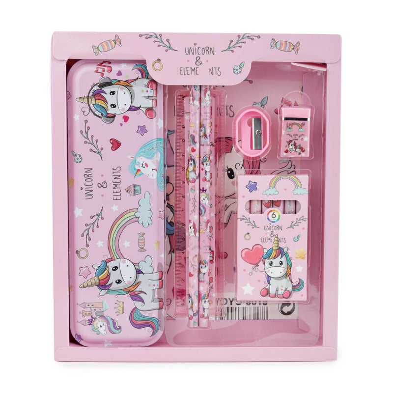 Funny Teddy Unicorn Stationary Set Unicorn Pencil Box, Pencil Sharpner Eraser Scale Kit with Mermaid Cartoon Set for Birthday Return Gift - Image 4
