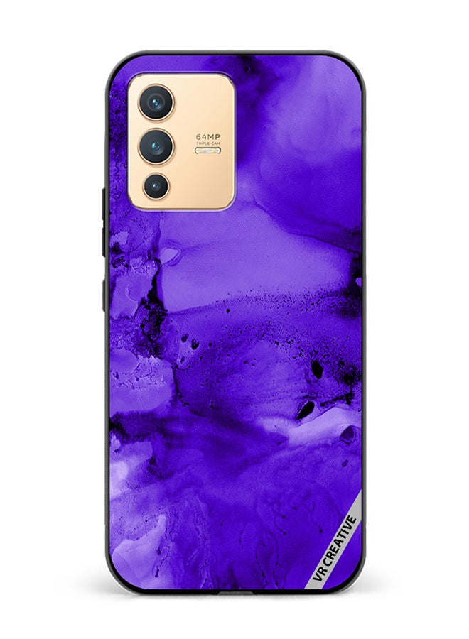 VR CREATIVE Protective Case Cover For Vivo V23 5G Violet Alcohol Ink Wash Texture On White Paper Design Multicolour - Image 1