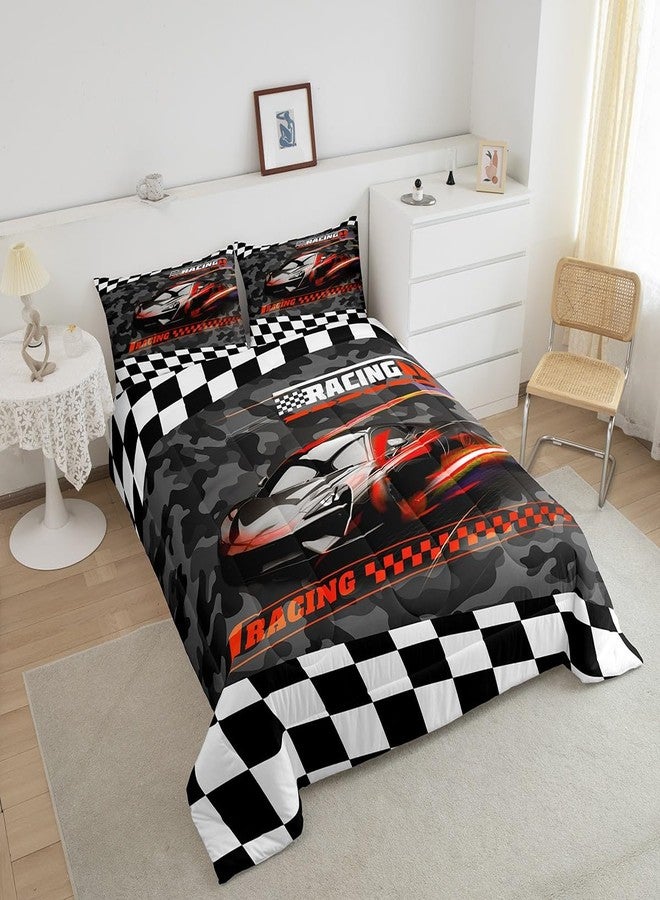 Feelyou Red Racing Car Bedding Set Twin Size Kids Boys Speed Race Car Comforter Set for Teens Toddler Extreme Sports Duvet Set Camouflage Quilt Set 2Pcs - Image 4