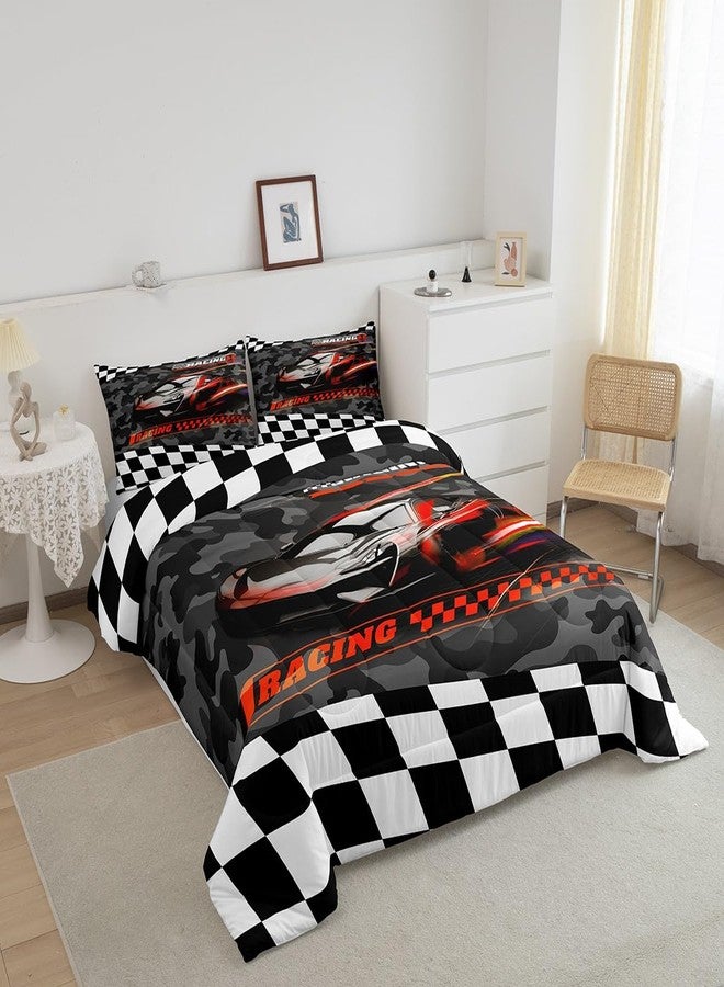 Feelyou Red Racing Car Bedding Set Twin Size Kids Boys Speed Race Car Comforter Set for Teens Toddler Extreme Sports Duvet Set Camouflage Quilt Set 2Pcs - Image 3