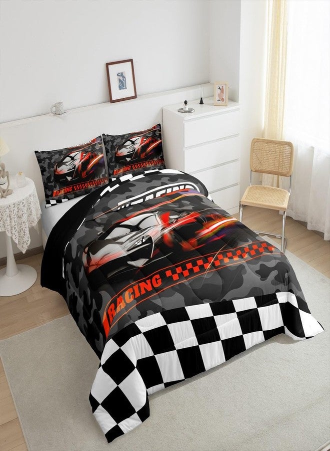 Feelyou Red Racing Car Bedding Set Twin Size Kids Boys Speed Race Car Comforter Set for Teens Toddler Extreme Sports Duvet Set Camouflage Quilt Set 2Pcs - Image 5