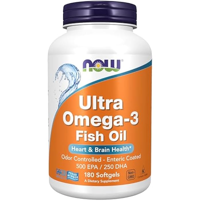 now Supplements, Ultra Omega-3 Molecularly Distilled and Enteric Coated, 180 Softgels - Image 1