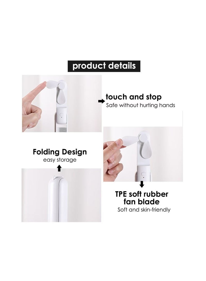 Handheld fan, 3-in-1 mini handheld fan, portable USB charging fan, 270 ° adjustable small pocket fan with 2000mAh power bank, suitable for travel and outdoor use - (white) - Image 4
