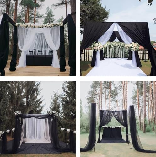 Barcelonetta | Chiffon Fabric | Decoration, Drapery Fabric | Halloween Decoration | for Arbor, Arch, Canopy, Table and Chair Decoration (Black, 5 Yards) - Image 3