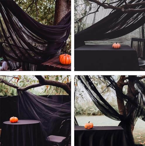 Barcelonetta | Chiffon Fabric | Decoration, Drapery Fabric | Halloween Decoration | for Arbor, Arch, Canopy, Table and Chair Decoration (Black, 5 Yards) - Image 5