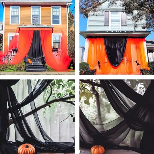 Barcelonetta | Chiffon Fabric | Decoration, Drapery Fabric | Halloween Decoration | for Arbor, Arch, Canopy, Table and Chair Decoration (Black, 5 Yards) - Image 4