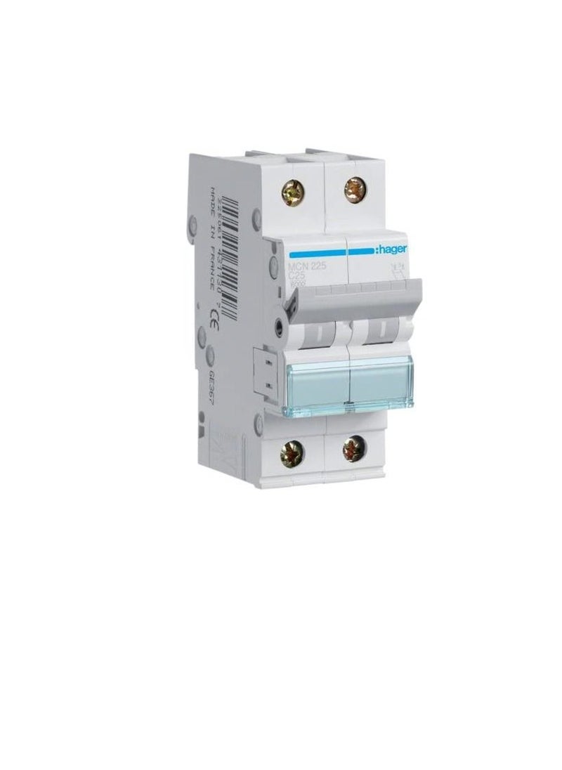 Hager - HAGER Miniature circuit breaker double pole 25A 6KA DP MCB TYPE C MCN225 *ONEKONEKT - Image 1