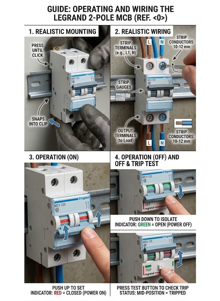 HAGER Miniature circuit breaker double pole 25A 6KA DP MCB TYPE C MCN225 *ONEKONEKT - Image 2