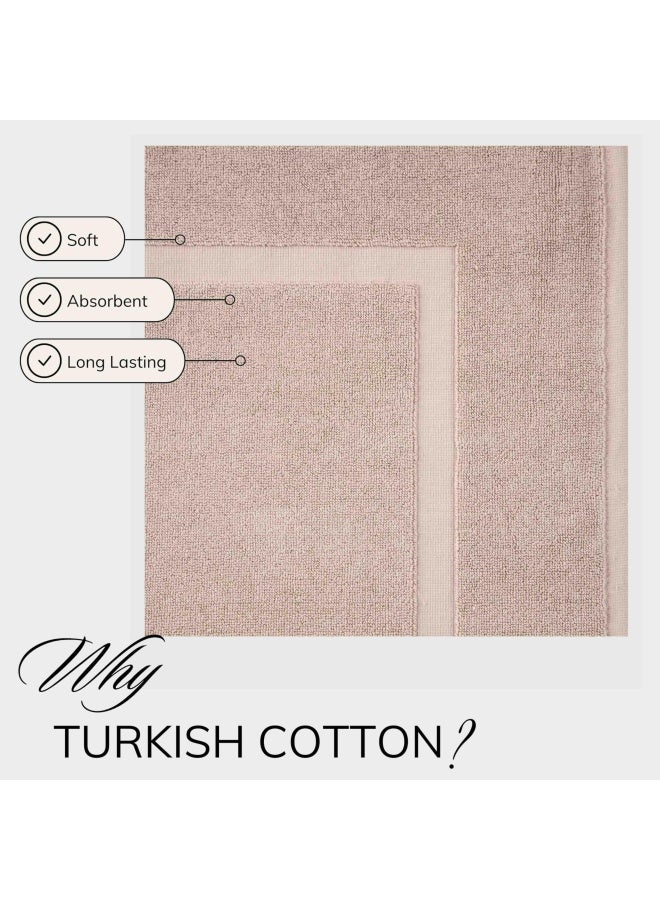 TEXTILOM Textilom Luxury 2 Pack Banded Cotton Bath Mats For Bathroom Floor   Hotel  Spa  Tub  Shower Bath Mat Floor Towel Set    Machine Washable And Soft And Absorbent And Quick Dry  20  X34   - Beige - Image 2