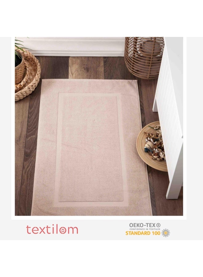 TEXTILOM Textilom Luxury 2 Pack Banded Cotton Bath Mats For Bathroom Floor   Hotel  Spa  Tub  Shower Bath Mat Floor Towel Set    Machine Washable And Soft And Absorbent And Quick Dry  20  X34   - Beige - Image 3